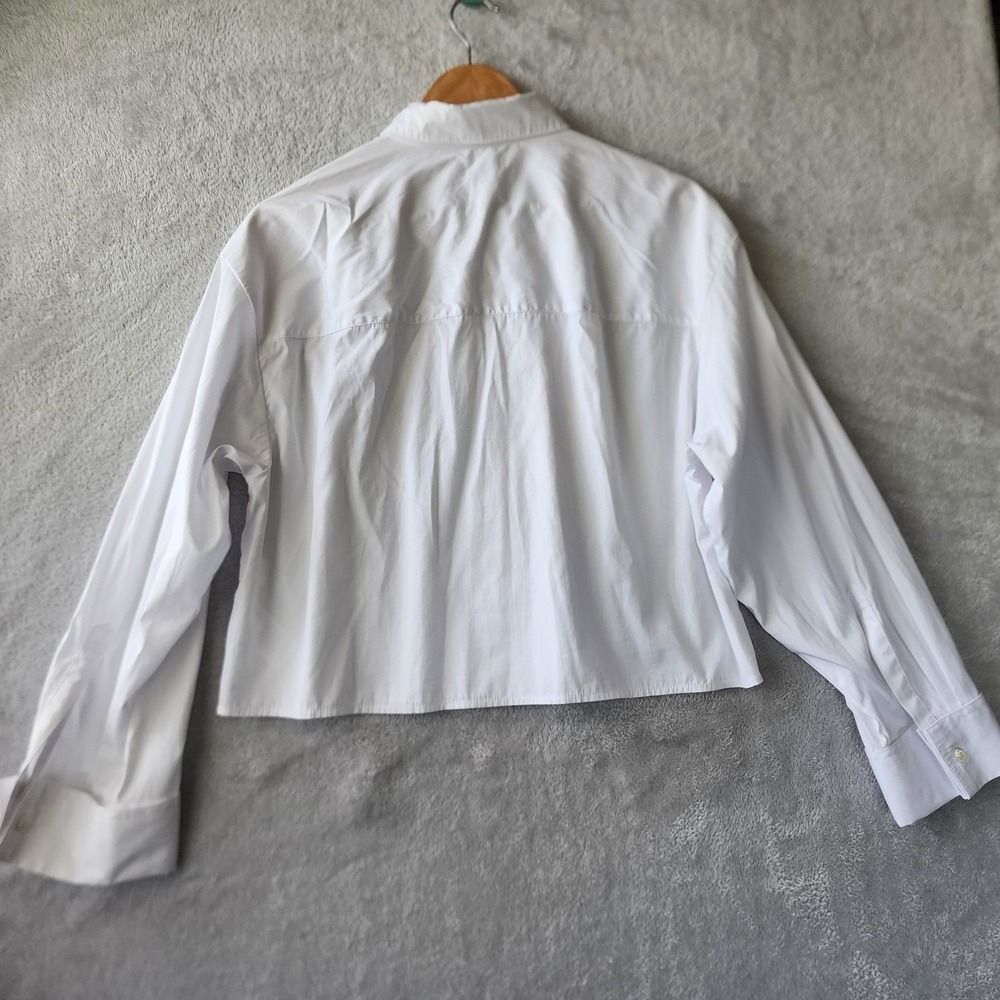 Madewell Straight Hem Shirt Womens Size Medium White Cotton Poplin Drop Shoulder - Picture 5 of 8